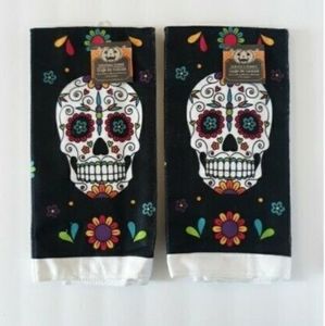 Sugar Skull Kitchen Hand Towel 15" x 25" Set of 2